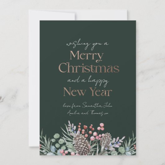 Luxe Faux Goud & Groen Vrolijk Kerstmis Feestdagenkaart