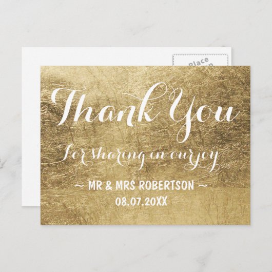 Luxe faux gouden blad dank u briefkaart (Voorkant / Achterkant)