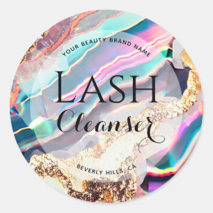 Luxe Faux Iriserende Agaat Custom Lash Cleanser Ronde Sticker