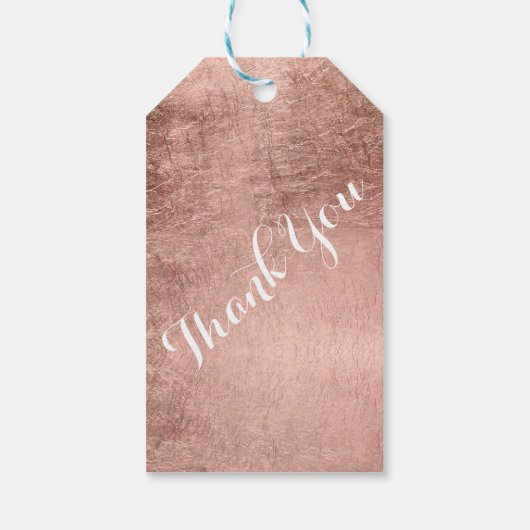 Luxe faux roos bladgoud bruiloft Dank u Cadeaulabel (Achterkant)