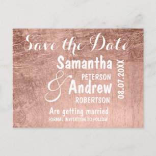 Luxe faux roos bladgoud save the date aankondigingskaart