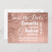 Luxe faux roos bladgoud save the date aankondigingskaart (Voorkant / Achterkant)