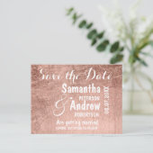 Luxe faux roos bladgoud save the date aankondigingskaart (Staand voorkant)