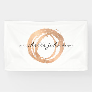 Luxe Faux Roos Gold Painted Circle Designer Logo Spandoek