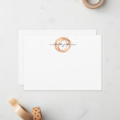 Luxe Faux Rose Gold Peint Cercle Carte pour notes  (Devant/Arrière en situation)