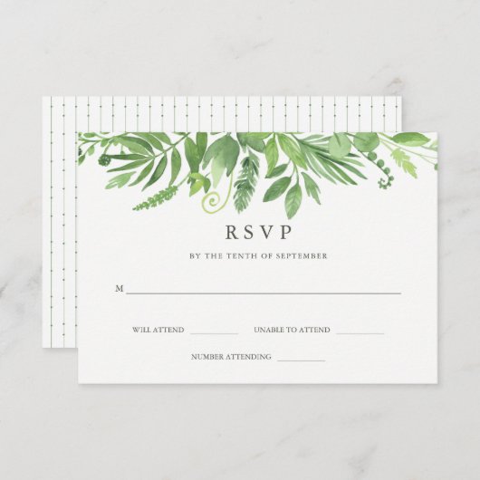Luxe Feuille | Mariage botanique vert RSVP (Devant / Derrière)