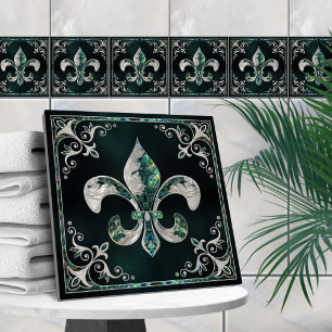 Luxe Fleur-de-lis - Abalone Shell en Pearl Tegeltje