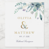 Luxe Floral Ampersand Wedding Monogram Wijn Etiket (Enkel label)