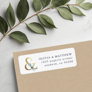 Luxe Floral Ampersand Wedding Return-adres Etiket