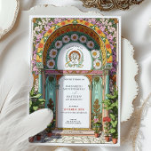 Luxe Floral Arch Art Nouveau bruiloft Kaart