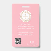 Luxe Floral Botanisch Monogram Logo Waterverf Badge (Back)