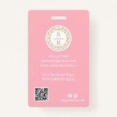 Luxe Floral Botanisch Monogram Logo Waterverf Badge (Achterkant)