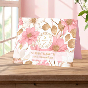 Luxe Floral Botanisch Monogram Logo Waterverf Bedankkaart