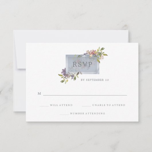 Luxe Floral | Carte de réponse de mariage à l'aqua (Devant)