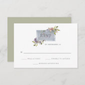 Luxe Floral | Carte de réponse de mariage à l'aqua (Devant / Derrière)