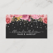 Luxe Floral Diamond Glitter Visitekaartje (Voorkant)