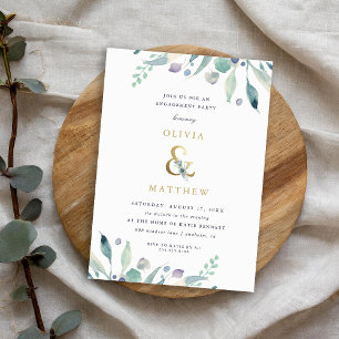 Luxe Floral Engagement Party Kaart