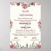 Luxe Floral Islamitisch Nikkah Certificaat Posters (Voorkant)