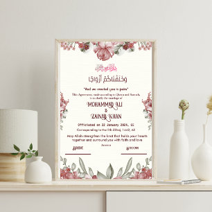 Luxe Floral Islamitisch Nikkah Certificaat Posters