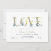 Luxe Floral Love bruiloft uitnodiging (Voorkant)