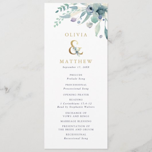 Luxe Floral Mariage programme de cérémonie (Devant)