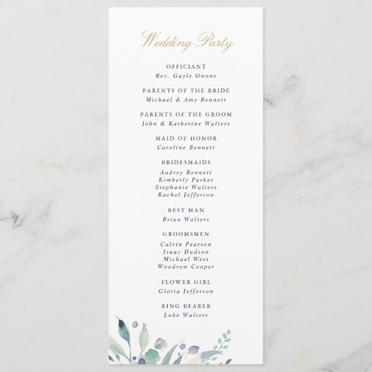 Luxe Floral Mariage programme de cérémonie (Dos)