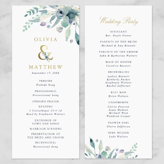 Luxe Floral Mariage programme de cérémonie