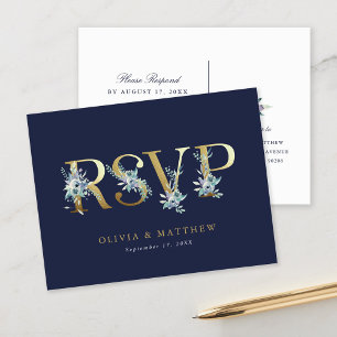 Luxe Floral RSVP Briefkaart met Maaltijdkeuze