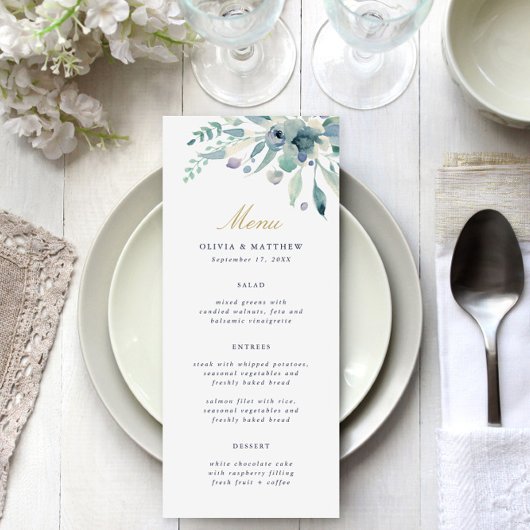 Luxe Floral Wedding Menu Card