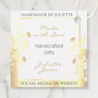 Luxe Floral White en Gold Hanging Product Bedankjes Labels