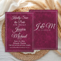 Luxe Fluwelen Burgundy Bes Monogram Huwelijk