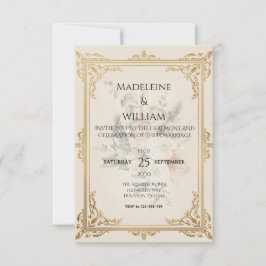 Luxe Formele Elegante Gouden Huwelijk Save the Dat RSVP Kaartje