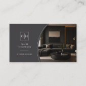 Luxe foto monogram QR-code ontwerper Visitekaartje (Voorkant)