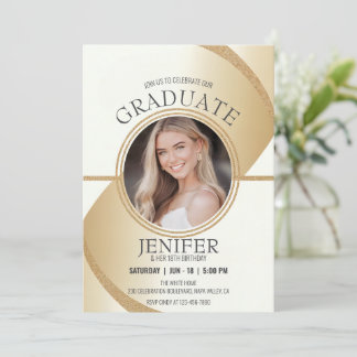 Luxe foto Verjaardag Afstuderen Sparkling Gold Kaart