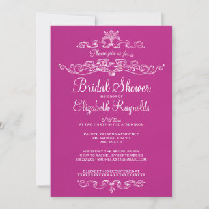 Luxe Fuchsia Bridal Shower-uitnodigingen Kaart