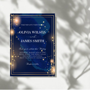 Luxe Galaxy Wedding-Celestial Sterrennacht Party Kaart