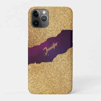 Luxe gedrukte namaak goud glitters textuur op maat iPhone 11 pro hoesje