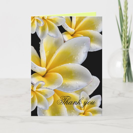 Luxe Geel Romantische Plumeria Dank u kaart (Voorkant)