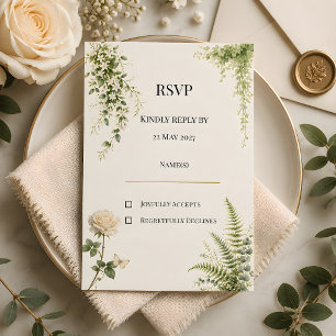 Luxe Geheime Tuin Bloemrijke Bruiloft RSVP Kaartje