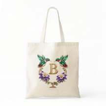 Luxe Gejuweleerde Kolibrie Monogram B Bruids Tote