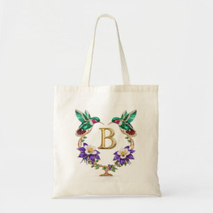 Luxe Gejuweleerde Kolibrie Monogram B Bruids Tote Bag