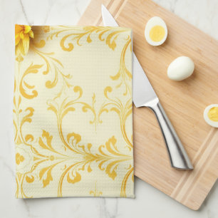 Luxe Gele Tulp Damast Paas Keukenhanddoek