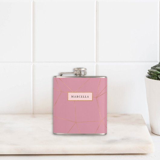 Luxe geometrisch goud heupfles