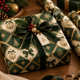Luxe geometrisch kerstcadeaupapier cadeaupapier