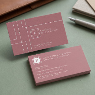 Luxe Geometrisch Minimalistisch Monogram Ontwerp Visitekaartje