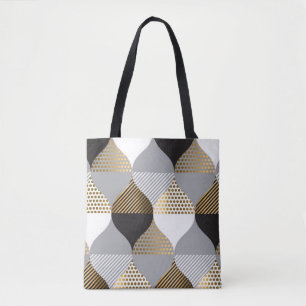 Luxe geometrisch: zwart, goud patroon draagtas