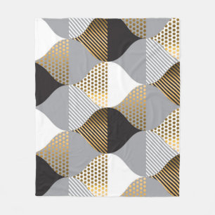 Luxe geometrisch: zwart, goud patroon fleece deken