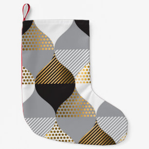 Luxe geometrisch: zwart, goud patroon kleine kerstsok