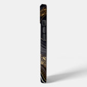 Luxe gepersonaliseerd zwart en goud marmer Case-Mate iPhone case (Achterkant / Links)