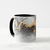 Luxe gepersonaliseerd zwart & goud Waterverf marme Mok (Voorkant links)
